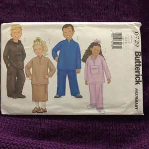 Butterick Sewing pattern 6729 Childrens sweatshirt hoodie skirt pants sz 6 7 8